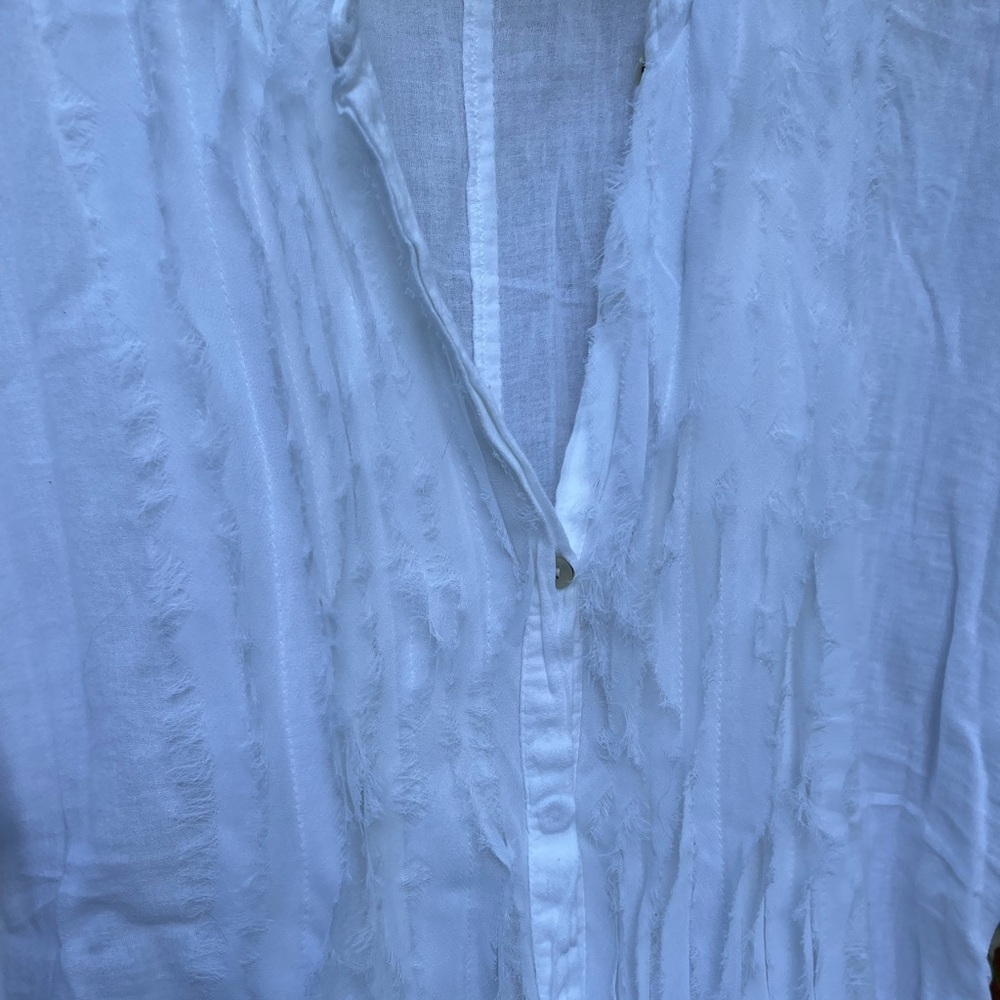 🔥❤️CALVIN KLEIN JEANS white blouse women’s size 1X - can be belted! Like new!! - Picture 8 of 8